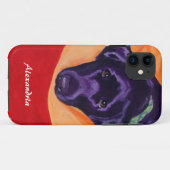 Coques Case-Mate iPhone Peinture noire personnalisée de Labrador (Dos (Horizontal))