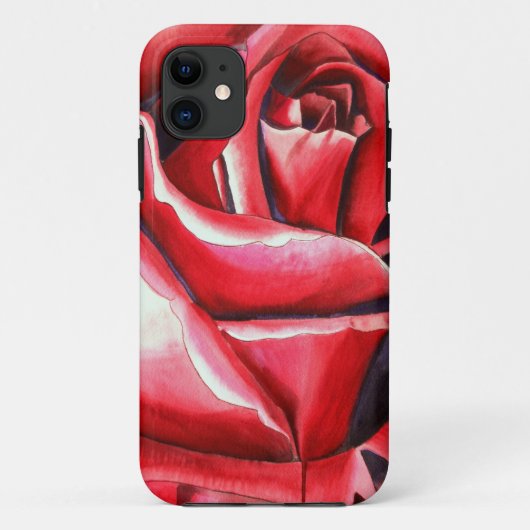 Coques Case-Mate iPhone Peinture originale à l'aquarelle de rose rouge cra (Dos)