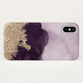 Coques Case-Mate iPhone Peinture pourpre et or d'aquarelle déchirés (Dos (Horizontal))