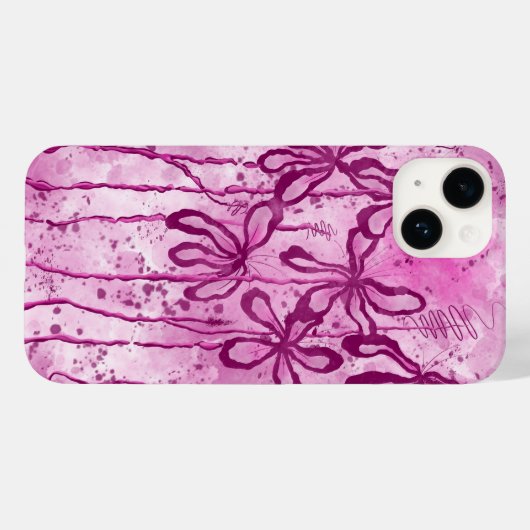 Coques Case-Mate iPhone Peinture rose Splatter & Lys (Verso (horizontal))