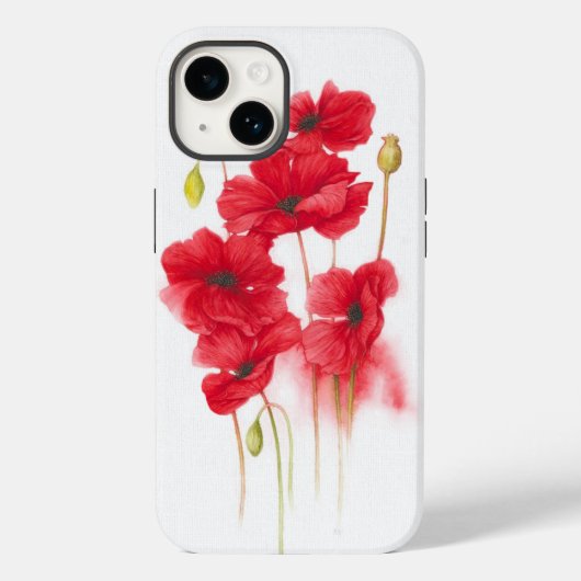 Coques Case-Mate iPhone Peinture rouge sur le pavot blanc (Verso)