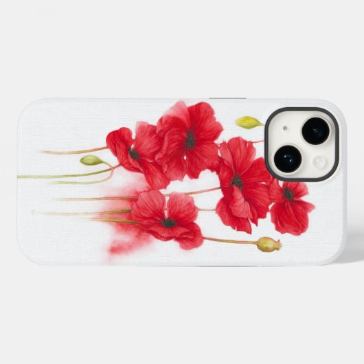 Coques Case-Mate iPhone Peinture rouge sur le pavot blanc (Verso (horizontal))