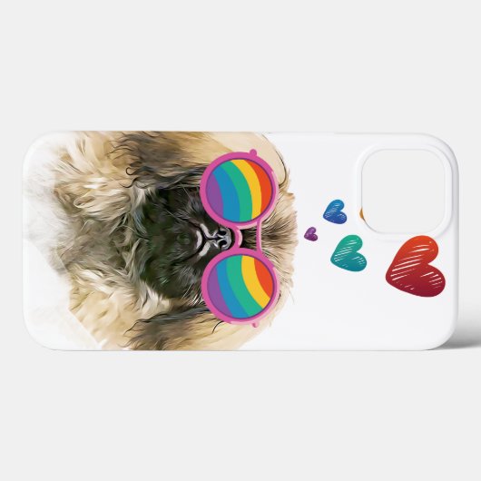 Coques Case-Mate iPhone Pekingese Dog with Hearts Saint-Valentin (Verso (horizontal))