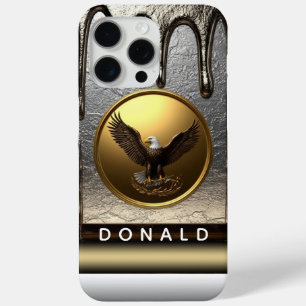 Coque iPhone 15 Pro Max Pendentif Aigle Royal avec Métal Liquide qui Tombe