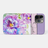 Coques Case-Mate iPhone Pensée Rose Aquarelle Pensées florale Fleur Téléph (Dos (Horizontal))
