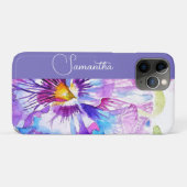 Coques Case-Mate iPhone Pensée Violette Fleur de Fille Nom Floral Aquarell (Dos (Horizontal))