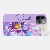 Coques Case-Mate iPhone Pensée Violette Fleur Floral Aquarelle (Dos (Horizontal))