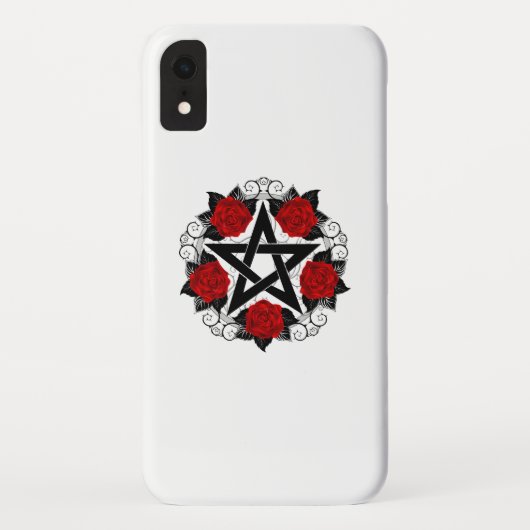Coques Case-Mate iPhone Pentagramme aux roses rouges (Dos)