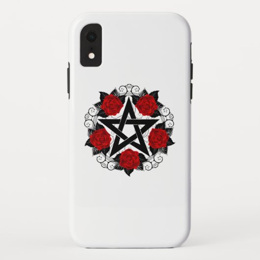 Coques Case-Mate iPhone Pentagramme aux roses rouges (Dos)