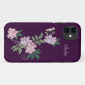 Coques Case-Mate iPhone Peoné délicat motif floral élégant avec nom (Dos (Horizontal))