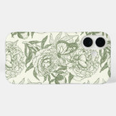 Coques Case-Mate iPhone Peoné et papillons bloc impression, sauge vert et (Verso (horizontal))