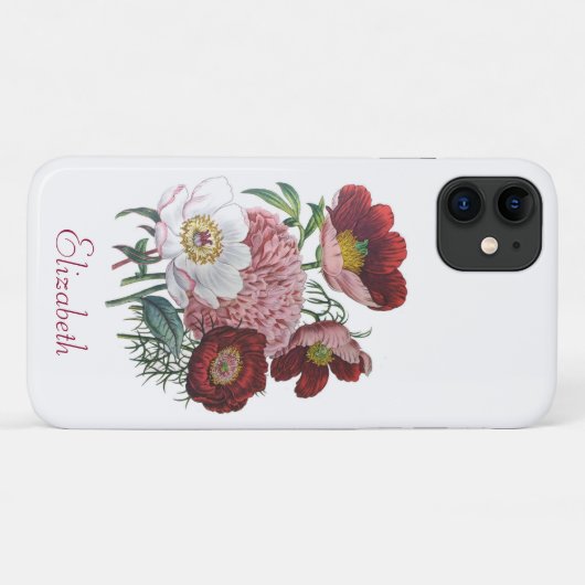 Coques Case-Mate iPhone Peonies personnalisées (Dos (Horizontal))