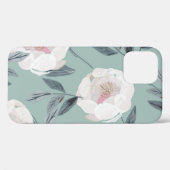 Coques Case-Mate iPhone Peonies Roses Blanches : Broderie Florale. (Verso (horizontal))