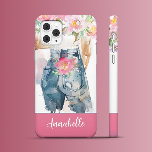 Coques Case-Mate iPhone Peonies roses et charme Denim