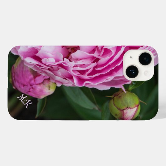 Coques Case-Mate iPhone Peonies roses luxuriantes Monogramme Coque-coque i (Verso (horizontal))