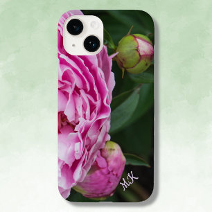 Coque Pour iPhone 14 Peonies roses luxuriantes Monogramme Coque-coque i