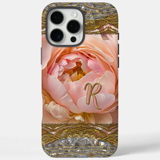 Coques Case-Mate iPhone Peony Parfait Pinkish Monogramme Élégant (Verso)