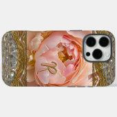 Coques Case-Mate iPhone Peony Parfait Pinkish Monogramme Élégant (Verso (horizontal))