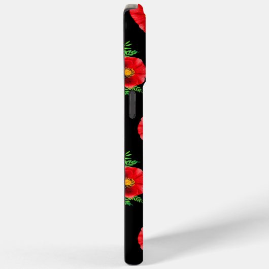 Coques Case-Mate iPhone Pépites de fleurs noires et rouges monogrammes (Verso / Droite)