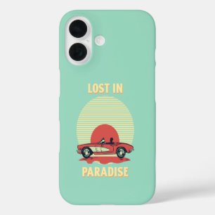 Coques iPhone 16 Perdu au paradis – Cabriolet Rétro Coucher de Sole