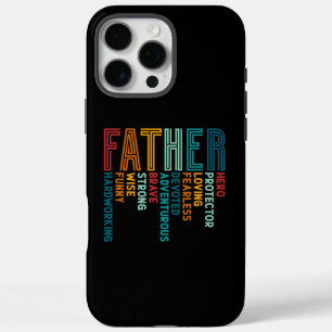 Coques iPhone 16 Pro Max Père Acronyme Fête des pères de typographie cadeau