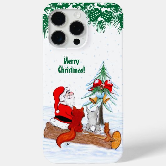 Coques Case-Mate iPhone Père Noël avec Renard de lapin et écureuil (Verso)