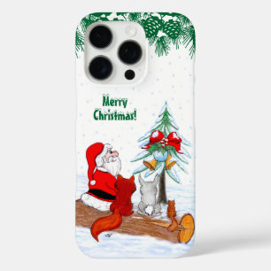 Coques iPhone 16 Pro Père Noël avec Renard de lapin et écureuil