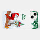 Coques Case-Mate iPhone Père Noël avec Renard de lapin et écureuil (Verso (horizontal))