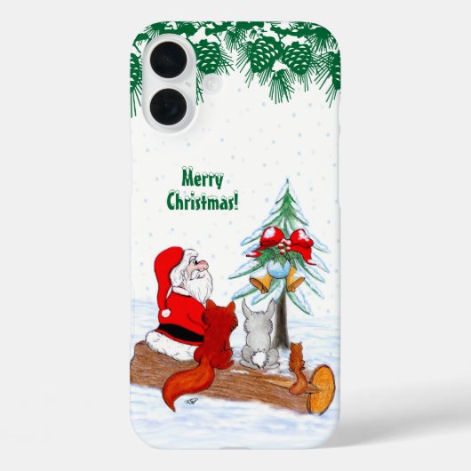 Coques Case-Mate iPhone Père Noël avec Renard de lapin et écureuil (Verso)