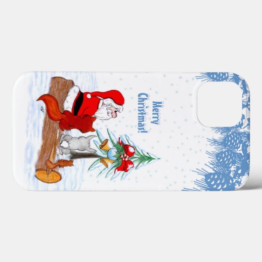 Coques Case-Mate iPhone Père Noël avec Renard de lapin et écureuil (Verso (horizontal))