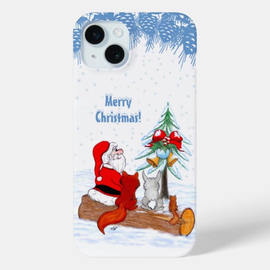 Coques Case-Mate iPhone Père Noël avec Renard de lapin et écureuil (Verso)