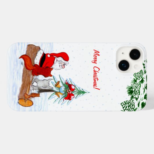 Coques Case-Mate iPhone Père Noël avec Renard de lapin et écureuil (Verso (horizontal))