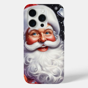 Coque iPhone 15 Pro Père Noël classique avec cadeau et décorations
