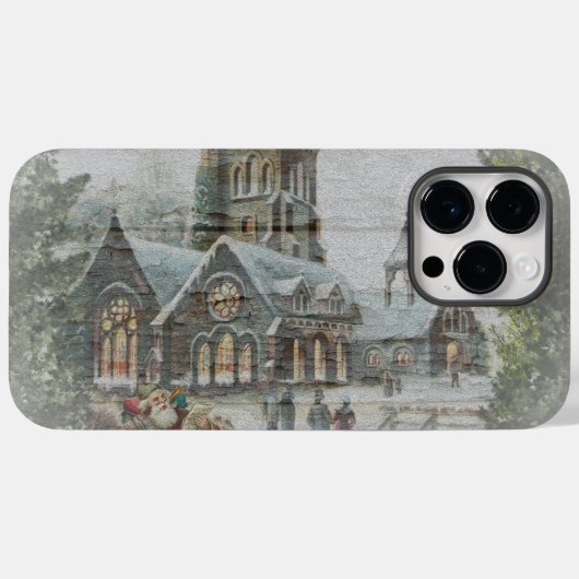 Coques Case-Mate iPhone Père Noël d'autrefois avec des enfants devant une (Verso (horizontal))