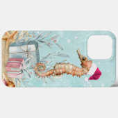 Coques Case-Mate iPhone Père Noël de cheval de mer côtier aux cadeaux enro (Verso (horizontal))