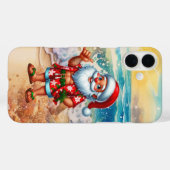 Coques Case-Mate iPhone Père Noël de plage de Noël festive (Verso (horizontal))