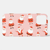 Coques Case-Mate iPhone Père Noël, mignon Motif rose sans couture. (Verso (horizontal))