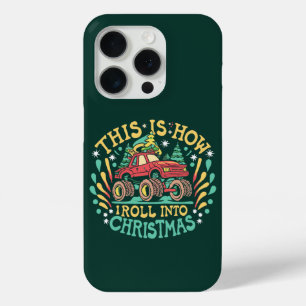 Coque iPhone 15 Pro Père Noël Monster Truck Boys Xmas Noël