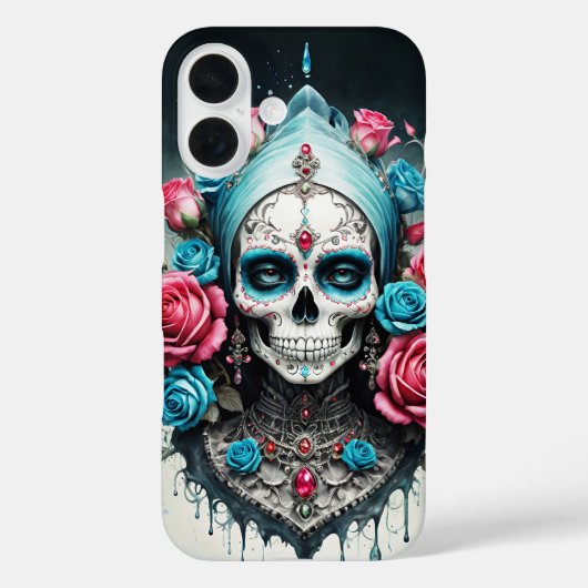 Coques Case-Mate iPhone Père Noël Muerte crâne dans un couvercle de fleurs (Verso)