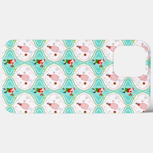 Coques Case-Mate iPhone Père Noël Noël Pickleball Ogee Motif (Verso (horizontal))