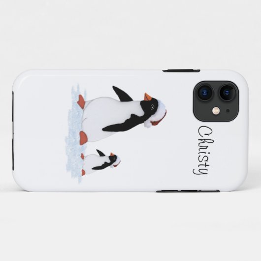 Coques Case-Mate iPhone Père Noël Penguins (Dos (Horizontal))