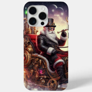 Coque iPhone 15 Pro Max Père Noël/Reindeer steampunk Noël/hiver