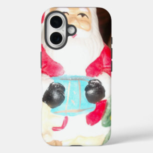 Coques iPhone 16 Père Noël rétro amusant avec neige   Décoration de