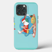 Coques Case-Mate iPhone Père Noël sur le canapé en pyjama (Verso)