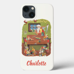 Case-Mate iPhone Case Père Noël vintage avec des lutins dans l'atelier d