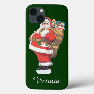 Coques Pour iPhone Père Noël vintage, découpage de Noël victorien