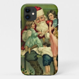 Coques Pour iPhone Père Noël vintage et cas de téléphone d'enfant
