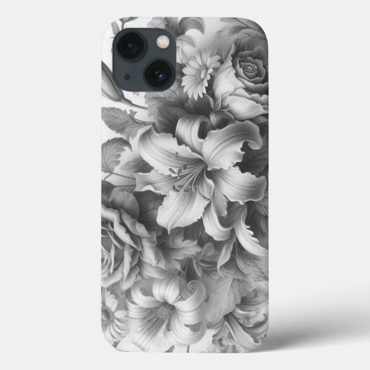 Coques Case-Mate iPhone Perfection florale noire et blanche (Verso)