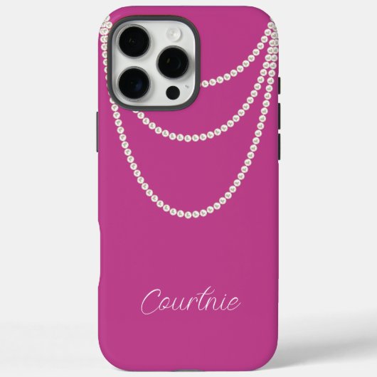 Coques Case-Mate iPhone Perles Blanches Glam Pink (Verso)