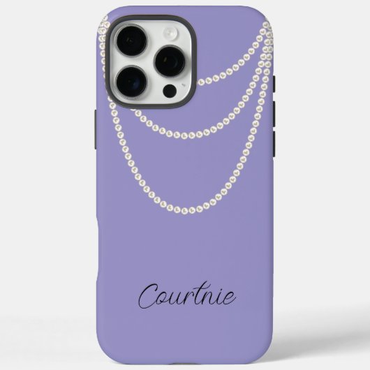 Coques Case-Mate iPhone Perles blanches violettes glamées (Verso)